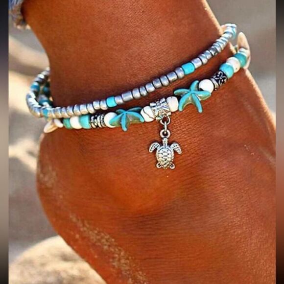 boho beaded anklet A552 - Picture 1 of 4